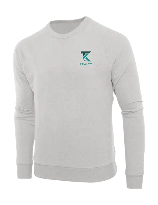 Allmade Granite Grey Heather Organic French Terry Crewneck Sweatshirt w/TK Realty Logo