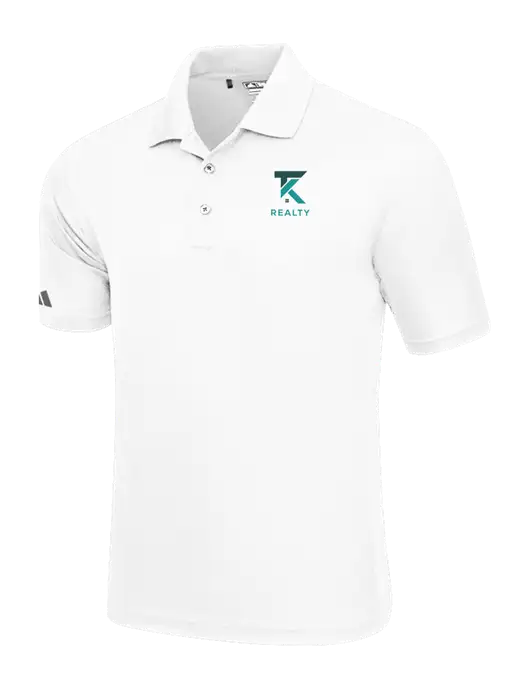 Adidas White Basic Sport Polo w/TK Realty Logo