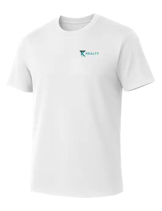 Allmade Bright White Organic Cotton Tee w/TK Realty Logo