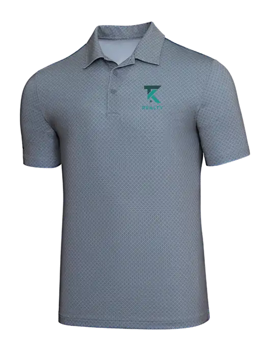 Adidas Light Grey Three Diamond Dot Print Polo w/TK Realty Logo