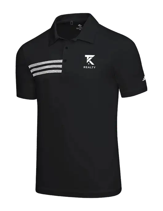 Adidas Black 3 Stripes Chest Polo w/TK Realty Logo