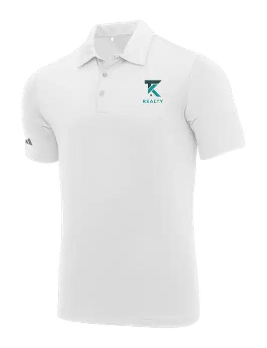 Adidas White Ultimate Solid Polo w/TK Realty Logo