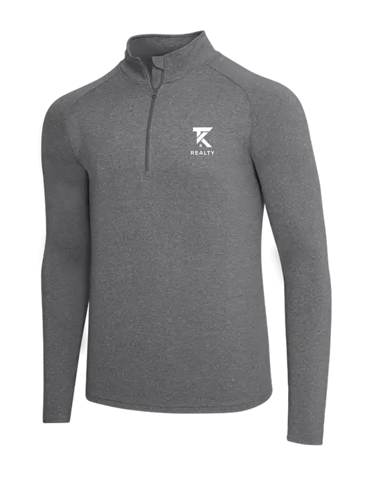 Dark Grey Heather Sport Wick Stretch 1/4 Zip Pullover w/TK Realty Logo