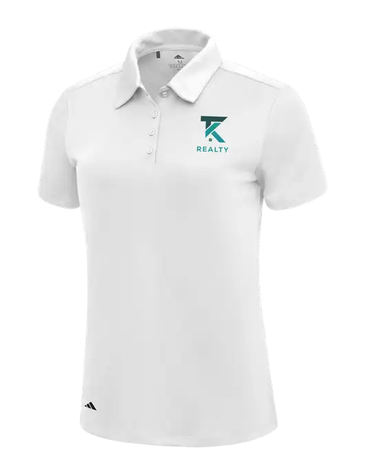 Adidas White Womens Ultimate Solid Polo w/TK Realty Logo