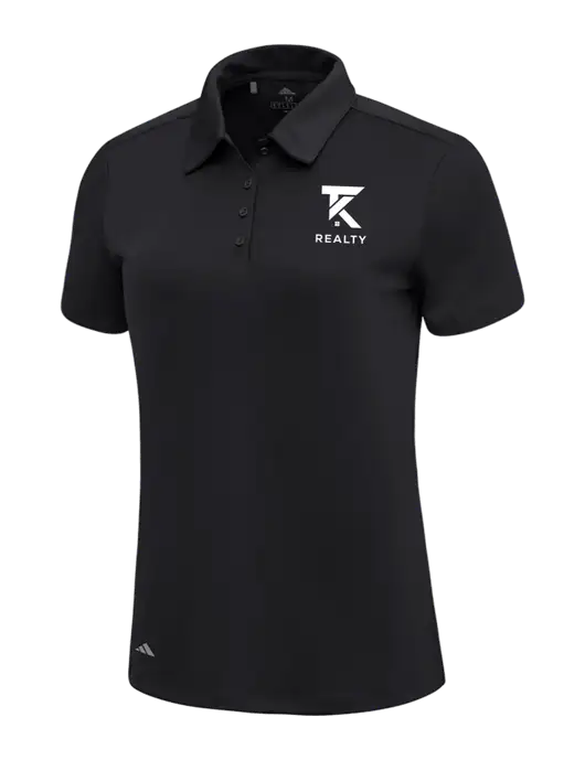 Adidas Black Womens Ultimate Solid Polo w/TK Realty Logo