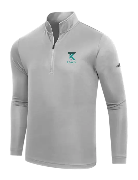 Adidas Medium Grey  Lightweight Quarter Zip Pullover w/TK Realty Logo