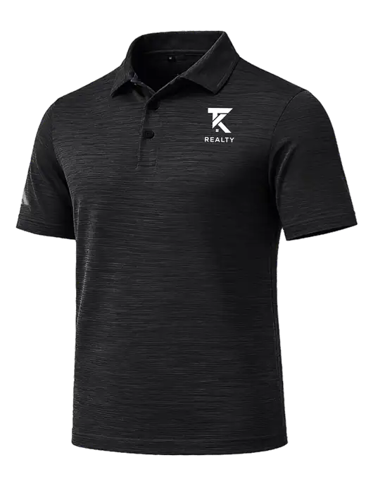 Adidas Black Textured Stripe Polo w/TK Realty Logo