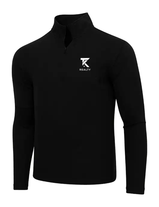 Adidas  Black Melange 3 Stripes Quarter Zip Sweater w/TK Realty Logo