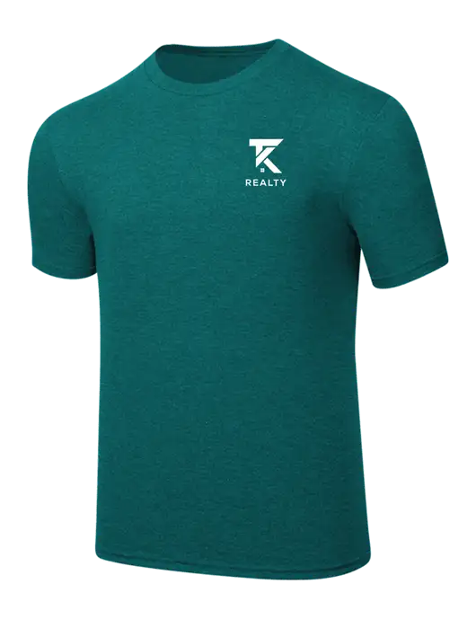 Simply Soft Heathered Dark Teal 4.5oz  Poly/Combed Ring Spun Cotton T-Shirt w/TK Realty Logo
