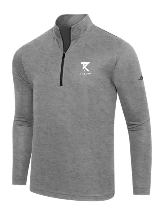 Adidas Black Heather  Lightweight Quarter Zip Pullover w/TK Realty Logo
