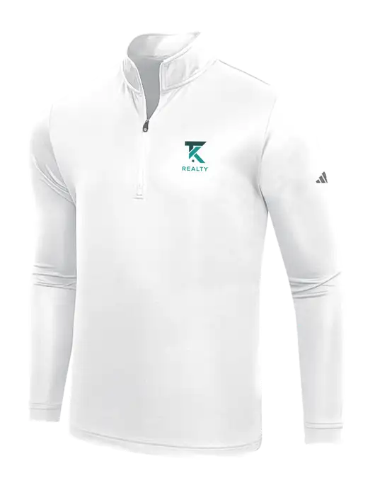 Adidas White  Lightweight Quarter Zip Pullover w/TK Realty Logo