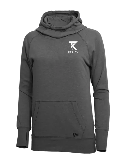 New Era Black Heather Womens Tri-Blend Fleece Pullover Hoodie w/TK Realty Logo