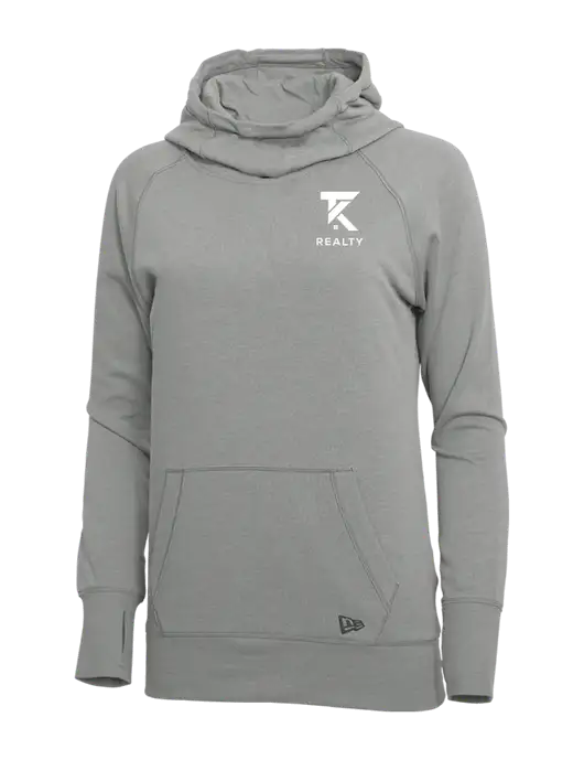 New Era Shadow Grey Heather Womens Tri-Blend Fleece Pullover Hoodie w/TK Realty Logo
