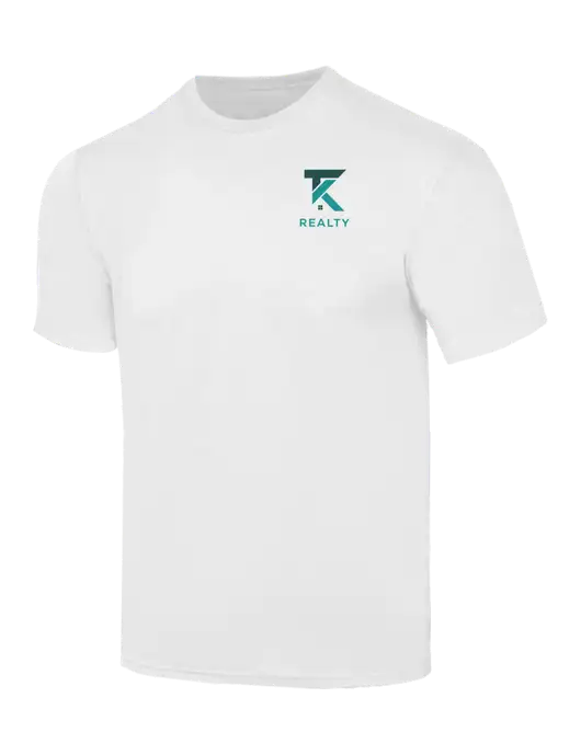 Simply Soft White 4.5oz  Poly/Combed Ring Spun Cotton T-Shirt w/TK Realty Logo