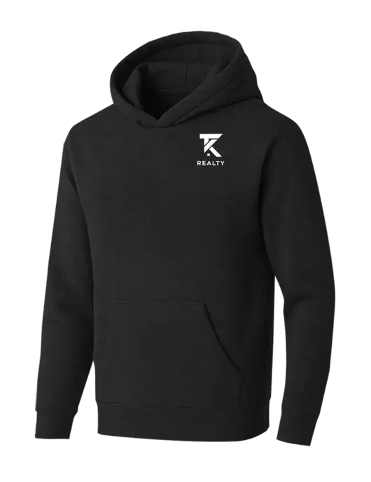 BELLA+CANVAS Black Heather Sponge Fleece Pullover Hoodie w/TK Realty Logo