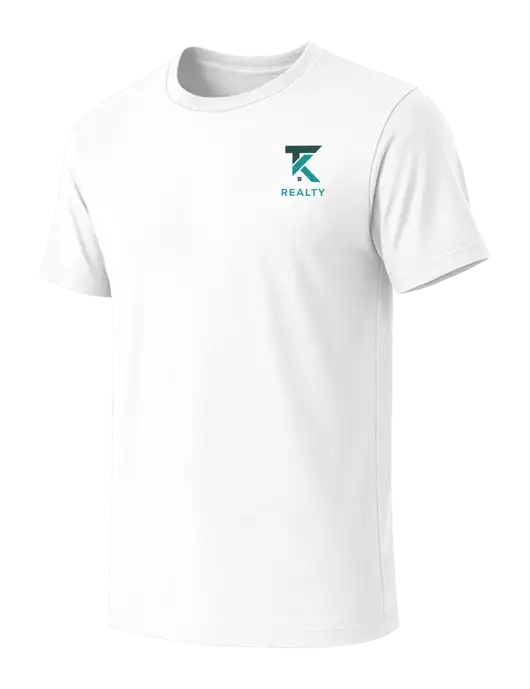 BELLA+CANVAS White Blend CVC Short Sleeve Tee w/TK Realty Logo