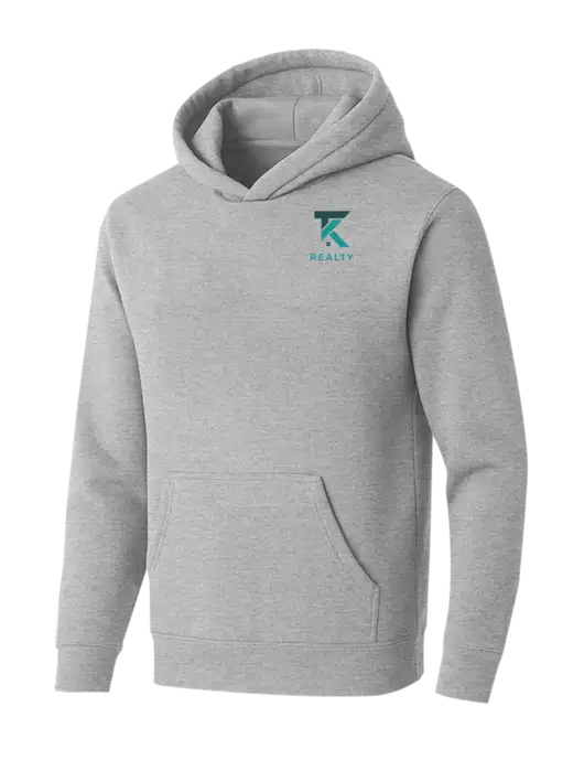 BELLA+CANVAS Light Grey Heather Sponge Fleece Pullover Hoodie w/TK Realty Logo