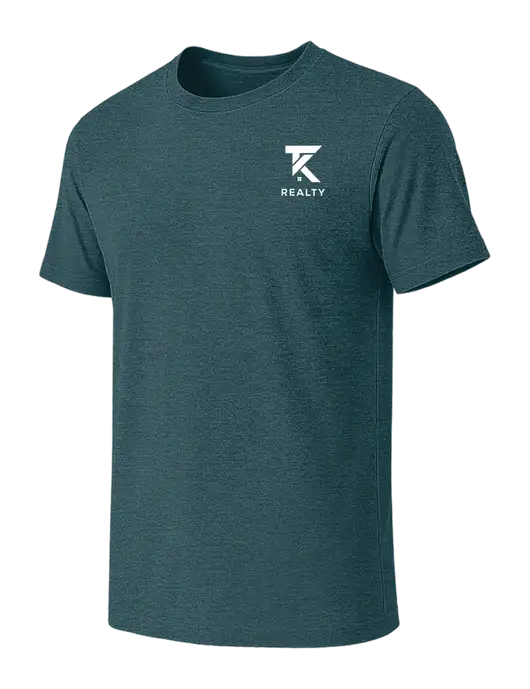 BELLA+CANVAS Heather Dark Teal CVC Short Sleeve Tee w/TK Realty Logo