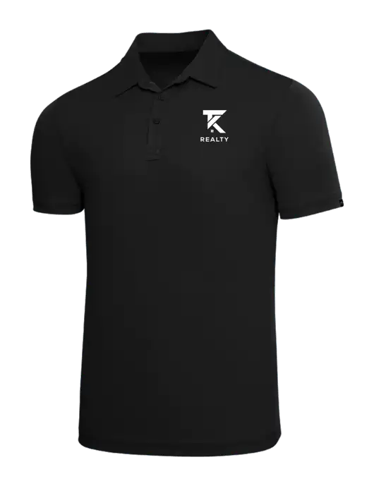TravisMathew Black Solid Oceanside Polo w/TK Realty Logo
