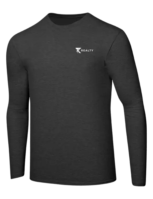 Ring Spun Dark Heather Grey 4.5 oz Long Sleeve T-Shirt w/TK Realty Logo