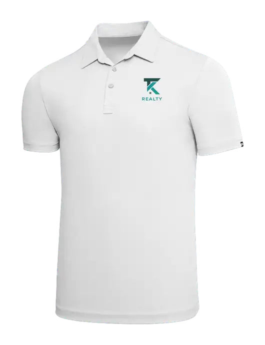 TravisMathew White Solid Oceanside Polo w/TK Realty Logo