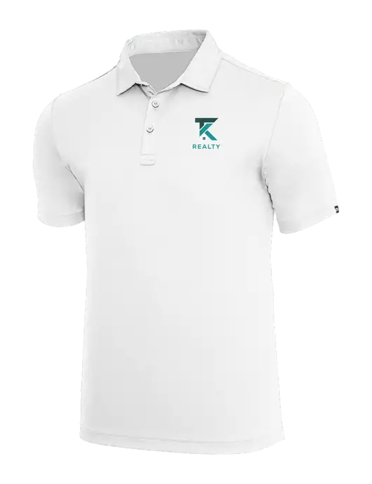 TravisMathew White Coto Performance Polo w/TK Realty Logo