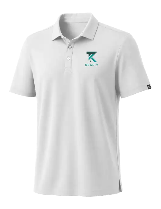 TravisMathew White Coto Performance Polo w/TK Realty Logo
