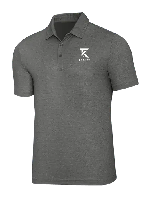 TravisMathew Grey Heather Oceanside Polo w/TK Realty Logo