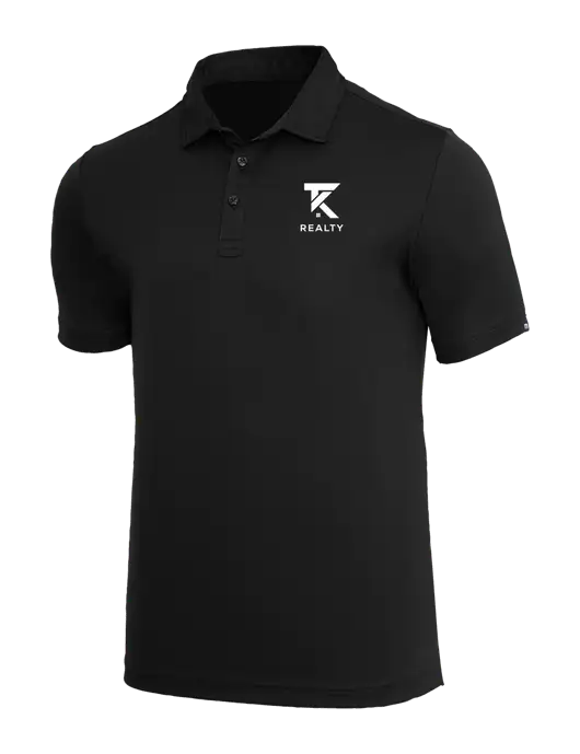 TravisMathew Black Coto Performance Polo w/TK Realty Logo