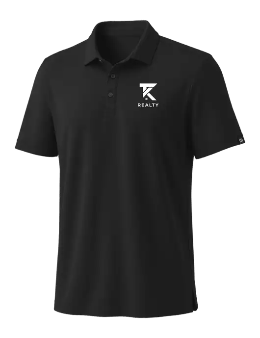TravisMathew Black Coto Performance Polo w/TK Realty Logo
