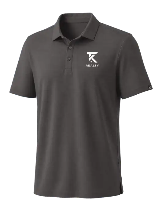 TravisMathew Med Dark Grey Coto Performance Polo w/TK Realty Logo