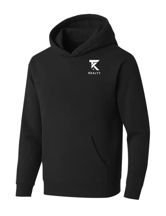 BELLA+CANVAS Black Sponge Fleece Pullover Hoodie w/TK Realty Logo