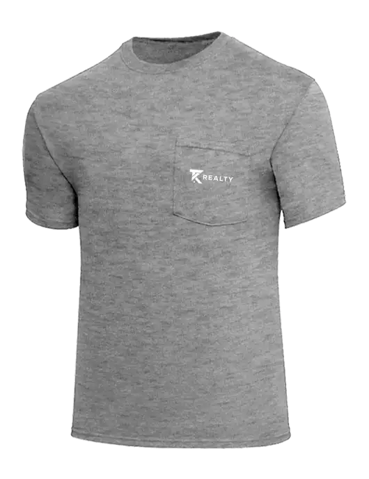 Core Blend Medium Grey Heather Pocket T-Shirt w/TK Realty Logo