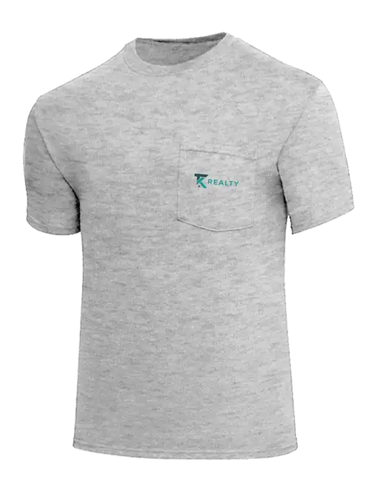 Core Blend Light Grey Heather Pocket T-Shirt w/TK Realty Logo