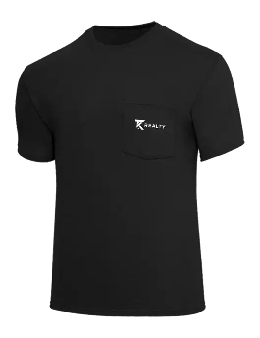 Core Blend Black Pocket T-Shirt w/TK Realty Logo