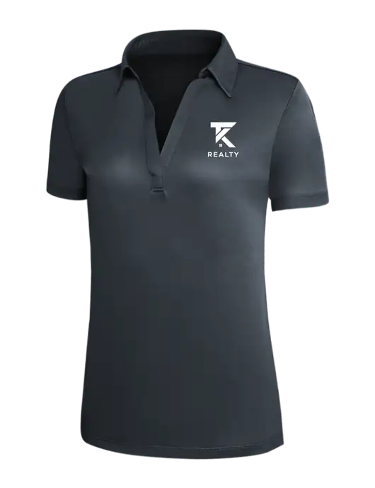 Dark Grey Silk Touch Womens Performance Polo w/TK Realty Logo