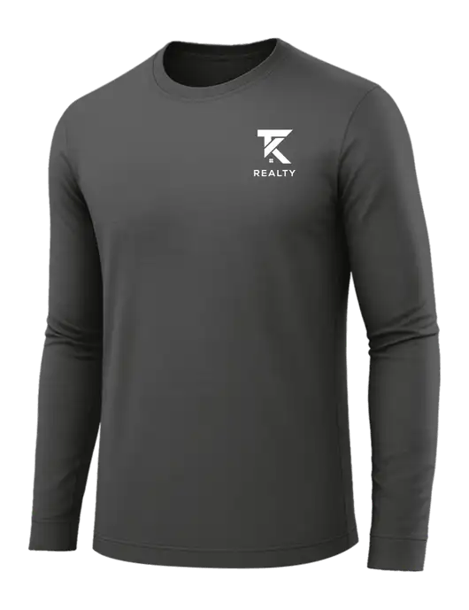 Long Sleeve Dark Grey PosiCharge Competitor Tee w/TK Realty Logo