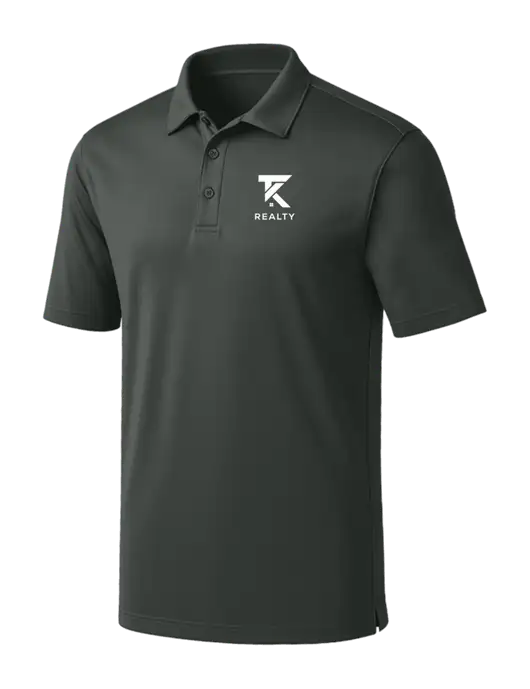 Dark Grey Silk Touch Performance Polo w/TK Realty Logo