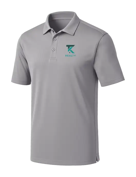 Light Grey Silk Touch Performance Polo w/TK Realty Logo