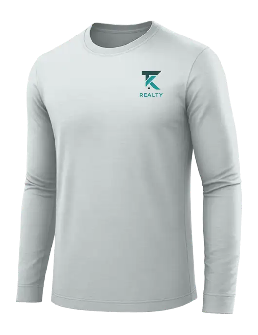 Long Sleeve Light Grey PosiCharge Competitor Tee w/TK Realty Logo