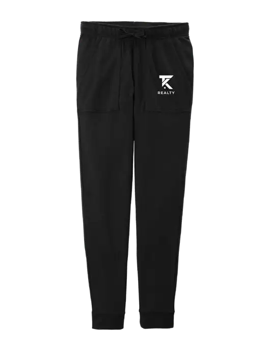 Womens Posicharge Tri-blend Wicking Black Triad Solid Fleece Jogger w/TK Realty Logo