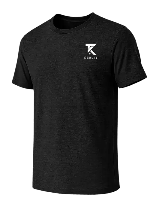 BELLA+CANVAS Black Heather CVC Short Sleeve Tee w/TK Realty Logo