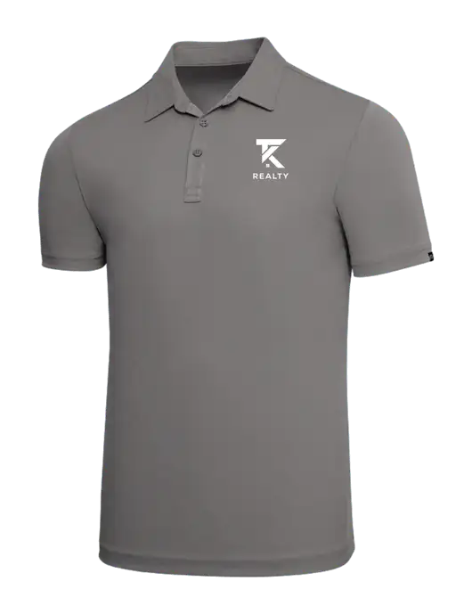 TravisMathew Grey Solid Oceanside Polo w/TK Realty Logo