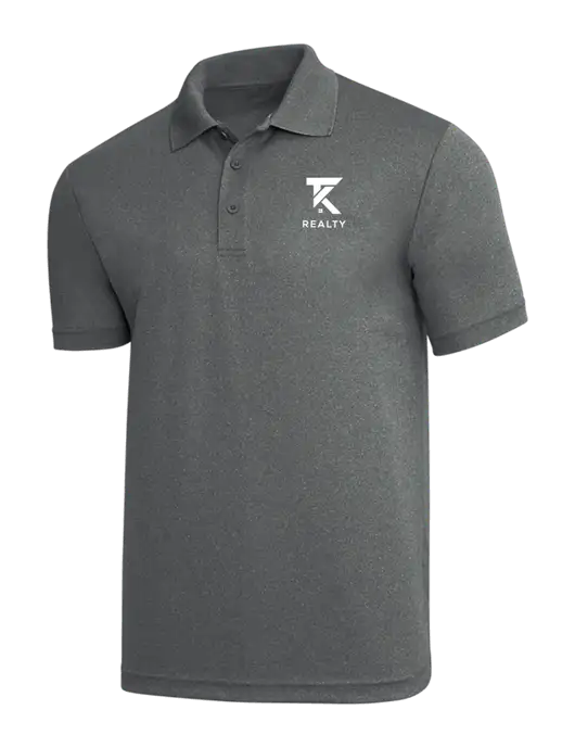 Medium Grey Heather PosiCharge RacerMesh Polo w/TK Realty Logo