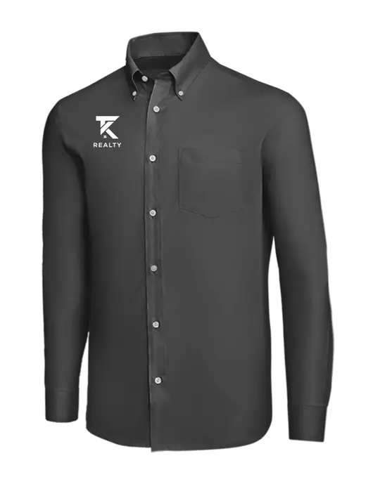 Brooks Brothers Dark Grey Wrinkle-Free Stretch Nailhead Shirt w/TK Realty Logo