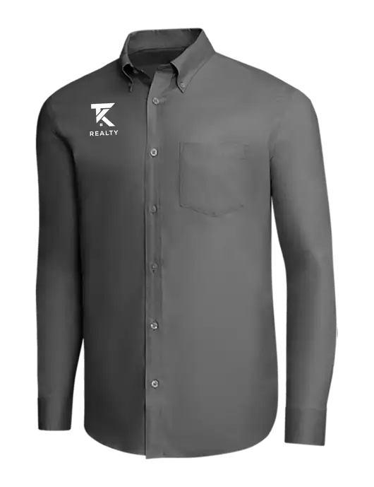 Brooks Brothers Dark Grey Wrinkle-Free Stretch Pinpoint Shirt w/TK Realty Logo