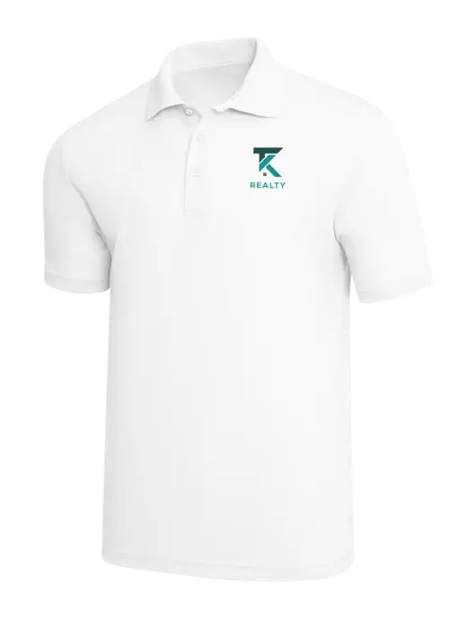 White PosiCharge RacerMesh Polo w/TK Realty Logo
