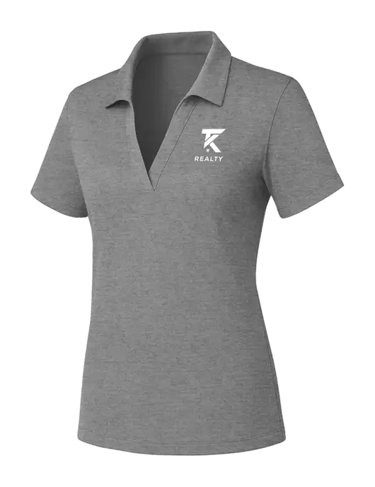 Womens Medium Grey Heather PosiCharge RacerMesh Polo w/TK Realty Logo