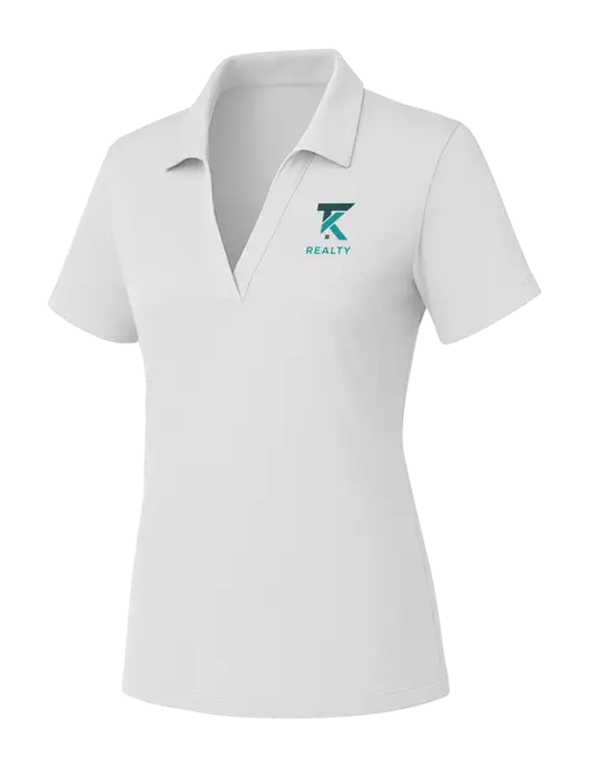 Womens White PosiCharge RacerMesh Polo w/TK Realty Logo