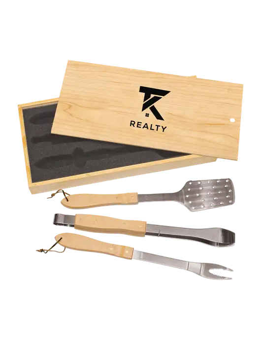Wood BBQ Gift Set w/TK Realty Logo
